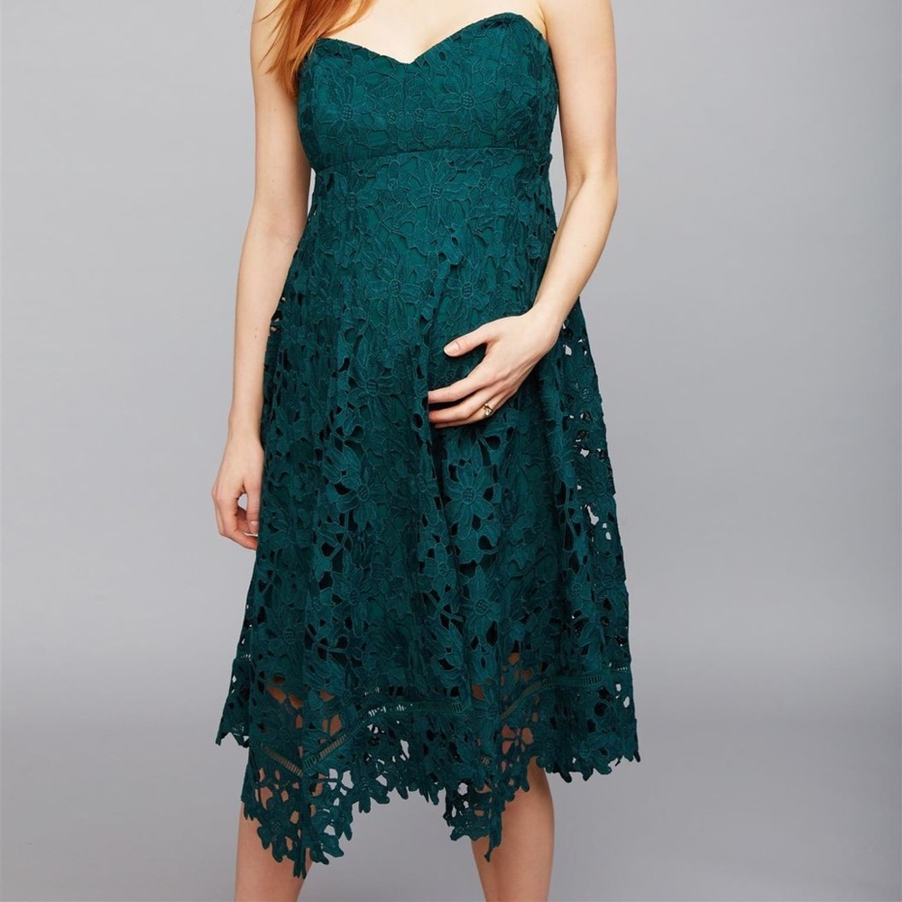 A Pea in the Pod Lace Hanky Hem Maternity Dress